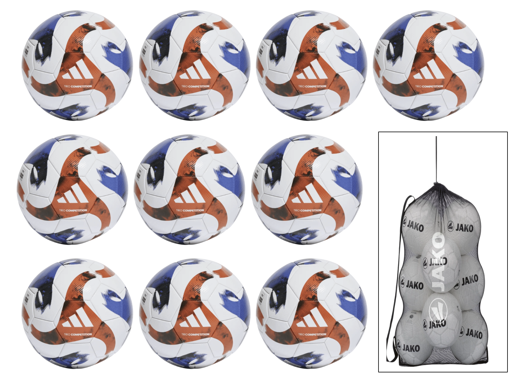 ADIDAS TIRO COMPETITION - TRAININGSBALL 10 ER SET MIT BALLNETZ