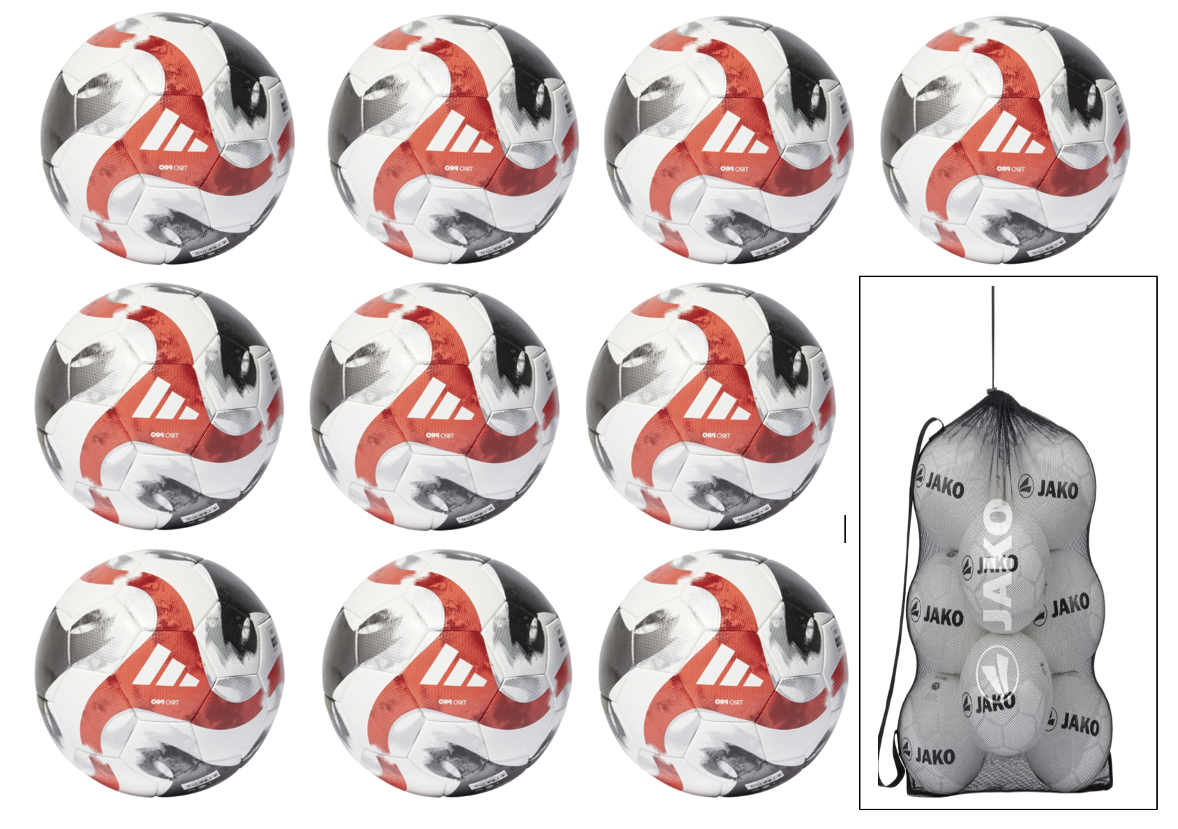 ADIDAS TIRO PRO - MATCHBALL 10 ER SET MIT BALLNETZ